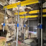 Intérieur d'un bâtiment après incendie